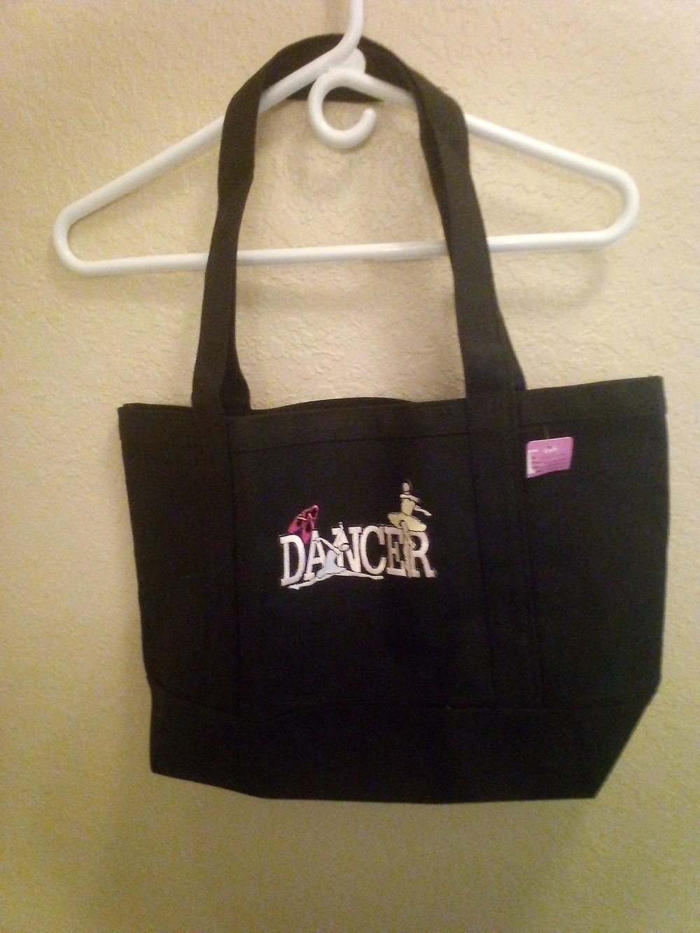 Dancer Black Canvas Tote Bag with Embroidered Logo